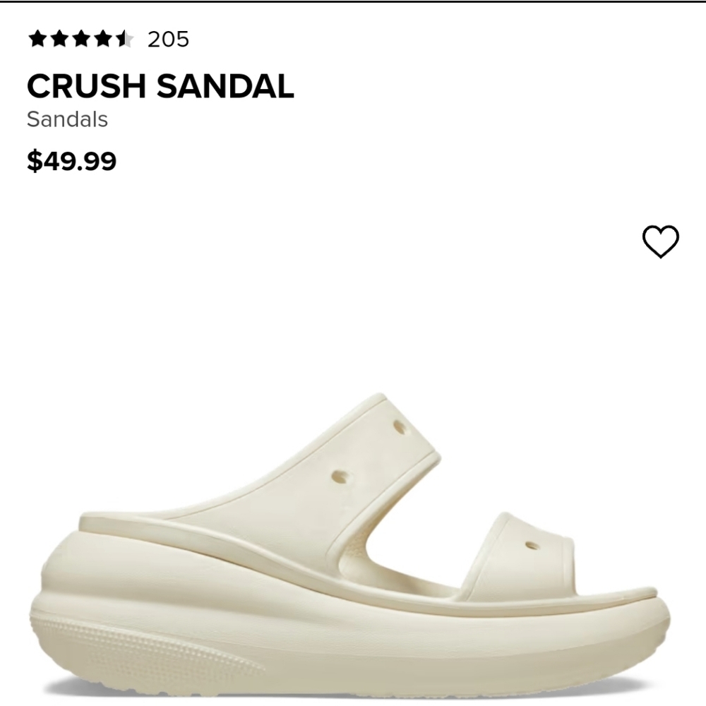 Crocs Classic Crush Sandal in Bone Size M5/W7